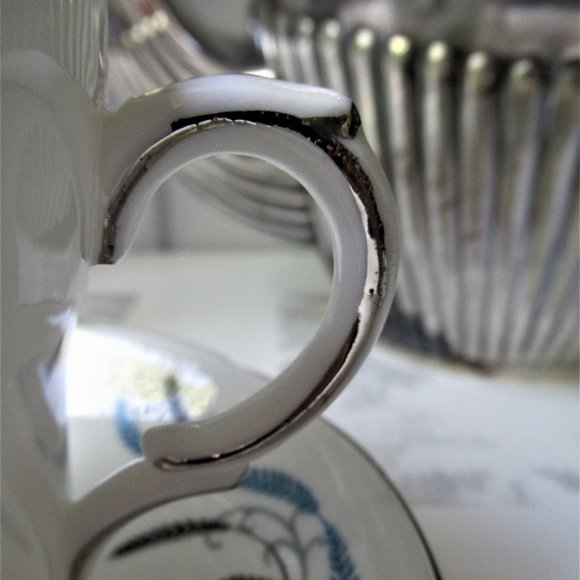 Fine Bone China Mug& Saucer Blue Grass by Gladstone Staffordshire, England 1960s - Picture 8 of 15